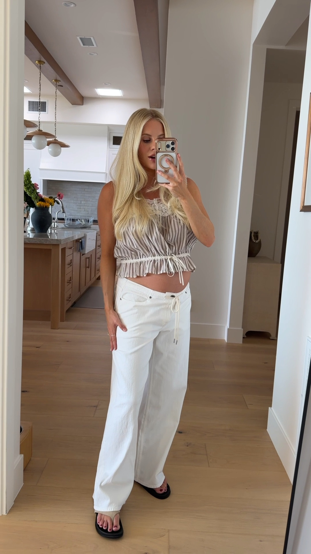 Wearing a medium in tank, 29 reg in jeans- sized up 3 sizes for pregnancy- otherwise they fit TTS, shoes run tts! #kathleenpost #ad #abercrombiepartner @abercrombie 

Spring transition outfit, beach vacation outfit, bump friendly, maternity look

#LTKootd #LTKBump #LTKTravel