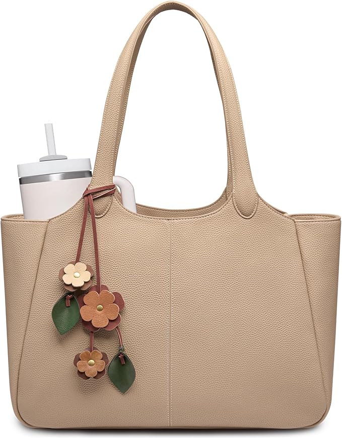LOVEVOOK Tote Bag for Women, Leather Vintage Work Bag with 40oz Cup Holder,Nurse Teacher Shoulder... | Amazon (US)
