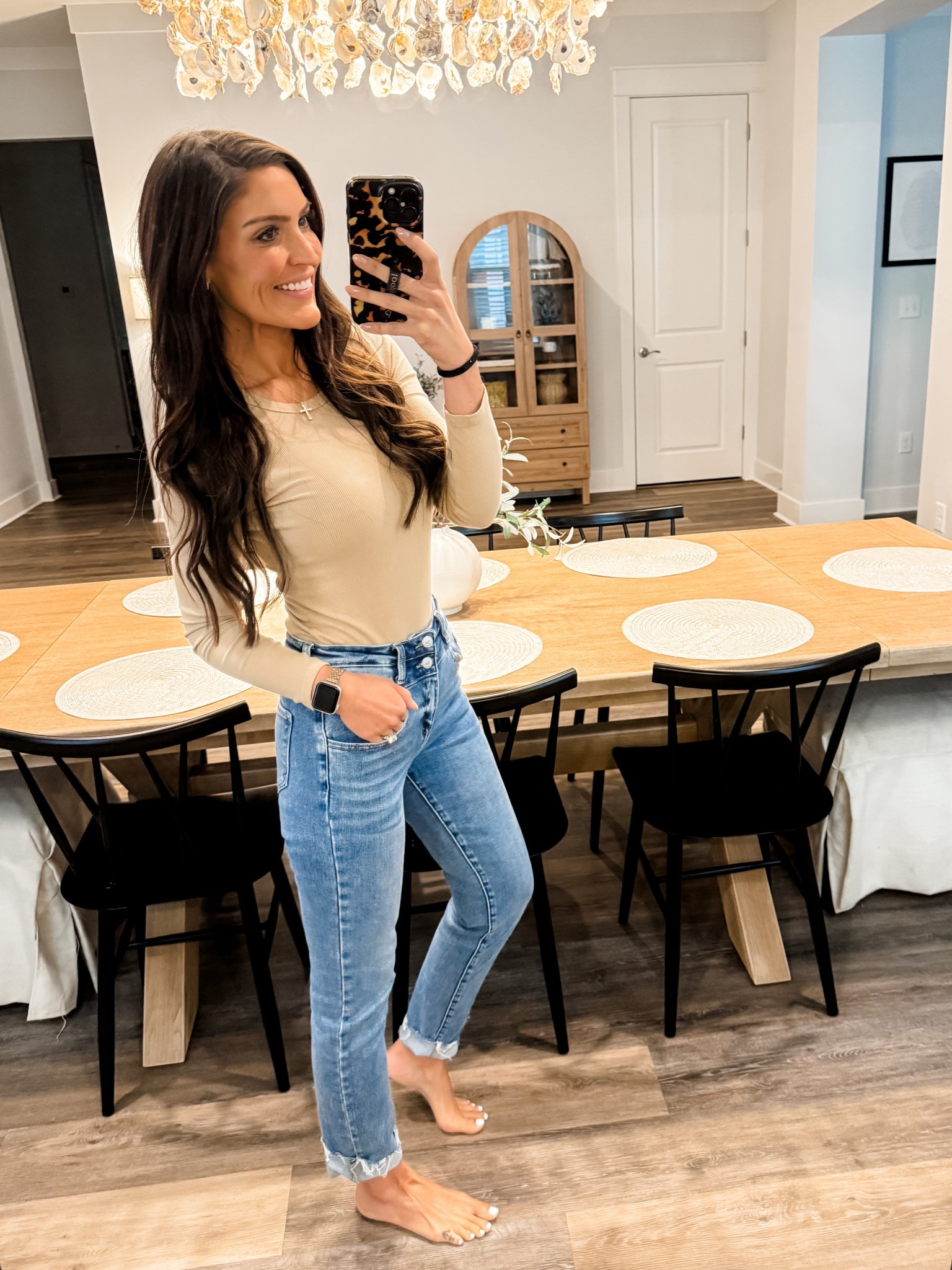 Top: Small
Jean: 24 (I went with my TTS & would recommend sizing down one size; these have a lot of stretch)

#LTKMidsize #LTKFindsUnder100 #LTKStyleTip