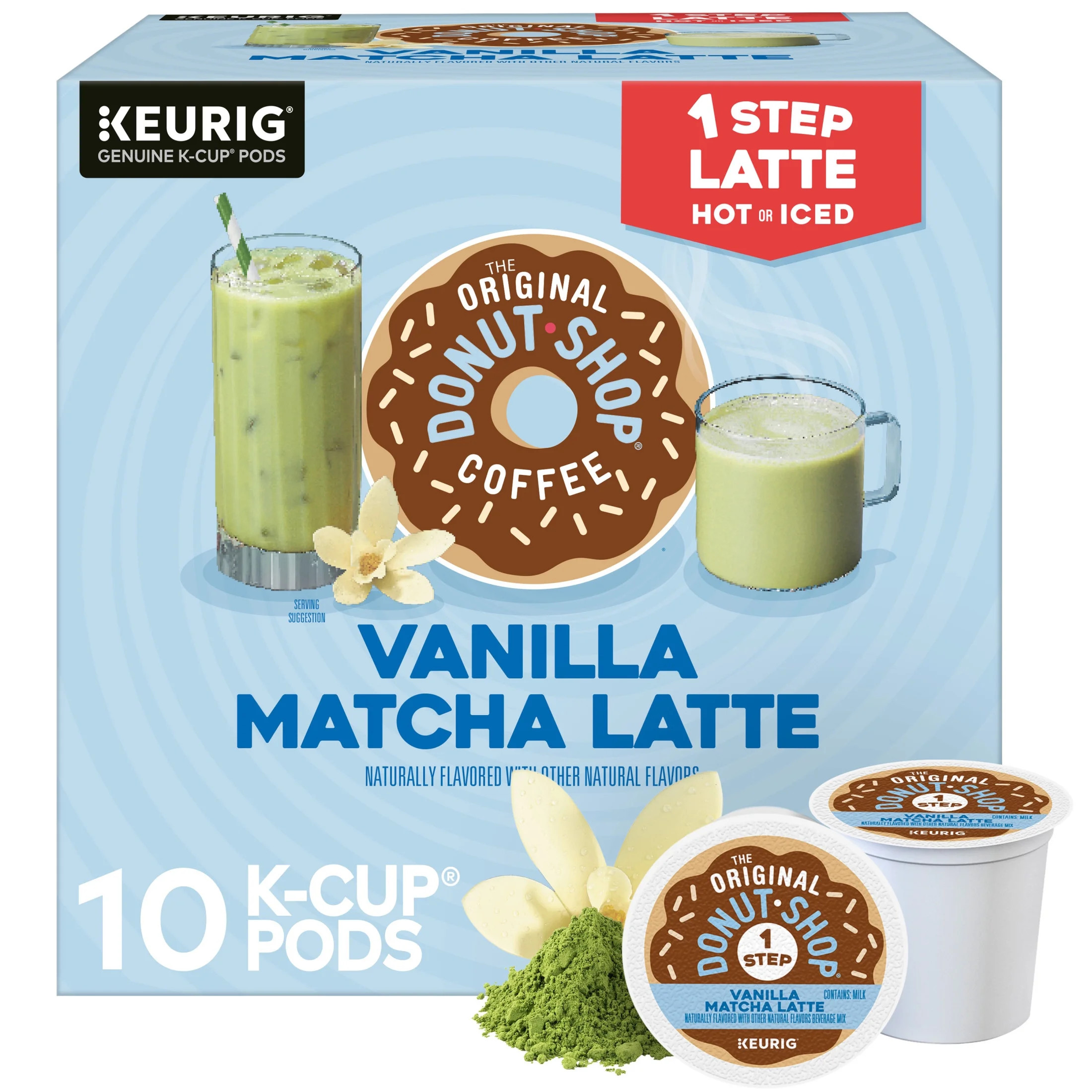 The Original Donut Shop, One Step Vanilla Matcha Latte Flavor K-Cup Pods, 10 Count | Walmart (US)