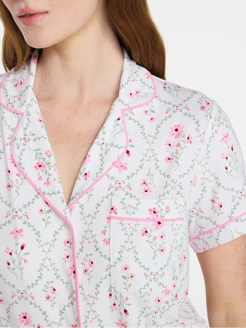 Joyspun Women’s Dreamy Soft Collection Bridal Knit Top and Shorts Pajama Set, 2-Piece, Sizes XS... | Walmart (US)