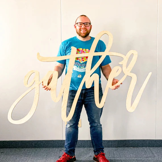 Gather Sign Large Gather Wood Sign Gather Word Sign Farmhouse Kitchen Decor Thanksgiving Decor Di... | Etsy (US)