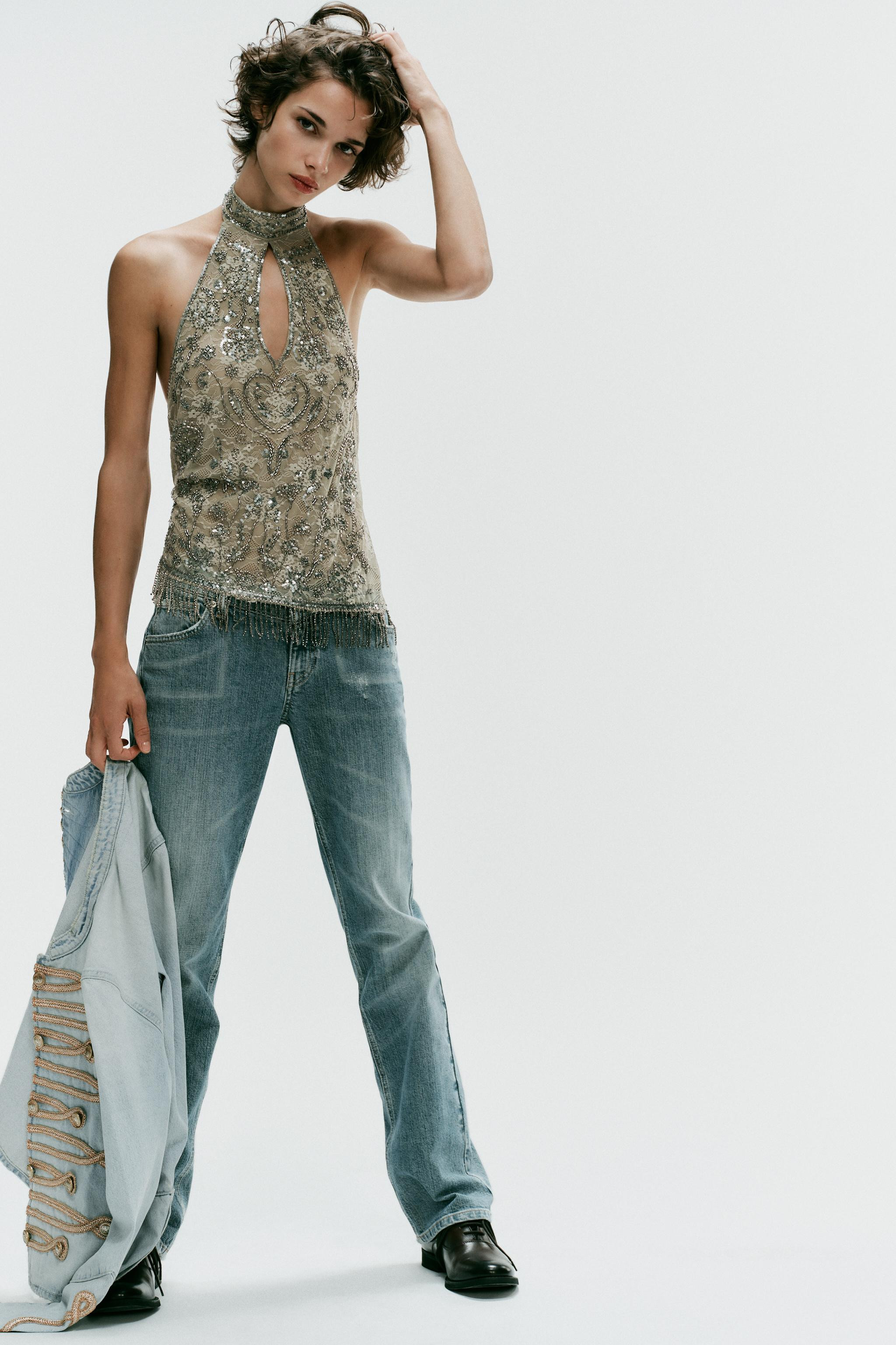 BEADED HALTER TOP | Zara US