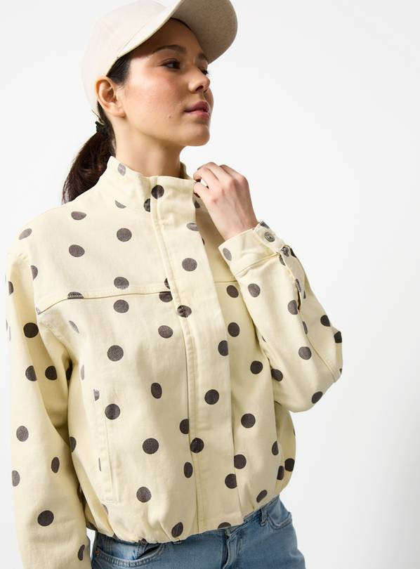 Light Yellow Polka Dot Funnel Neck Bomber Jacket 8 | Tu Clothing