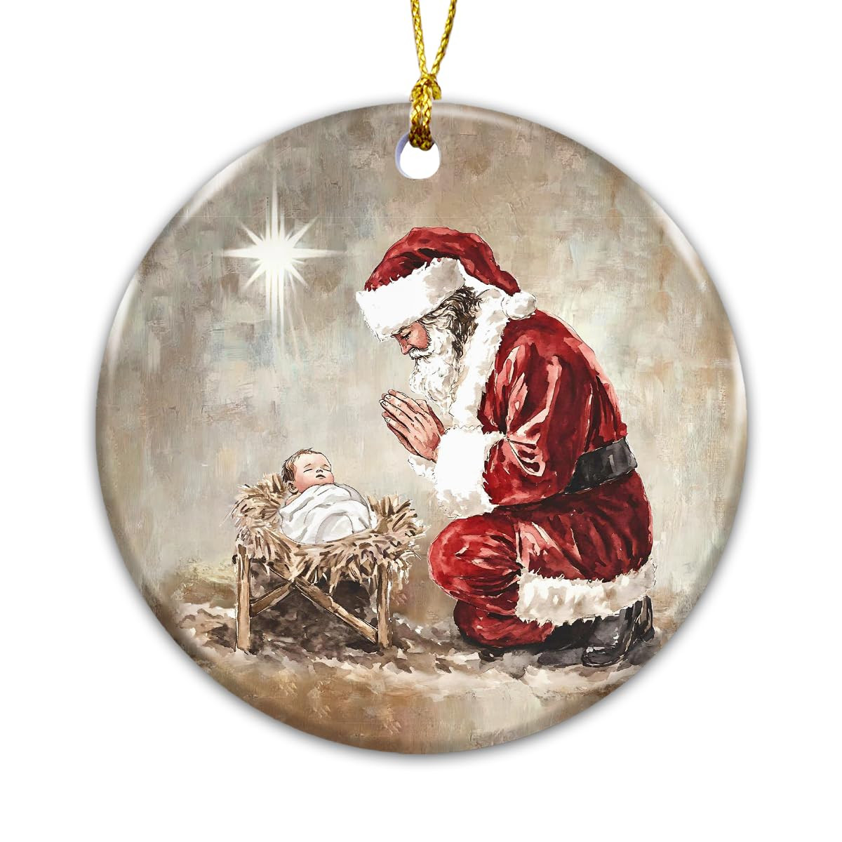 Nativity Ornament 2025 | Santa Kneeling Before Baby Jesus Scene | Christian Christmas Decoration ... | Amazon (US)