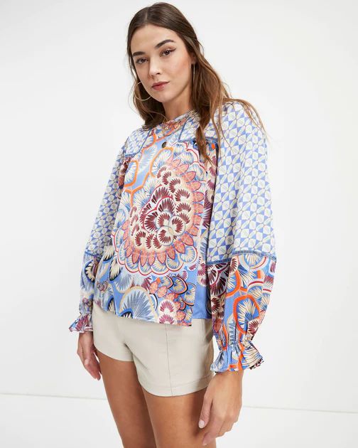 Owen Satin Printed Long Sleeve Top -  FLASH SALE | VICI Collection