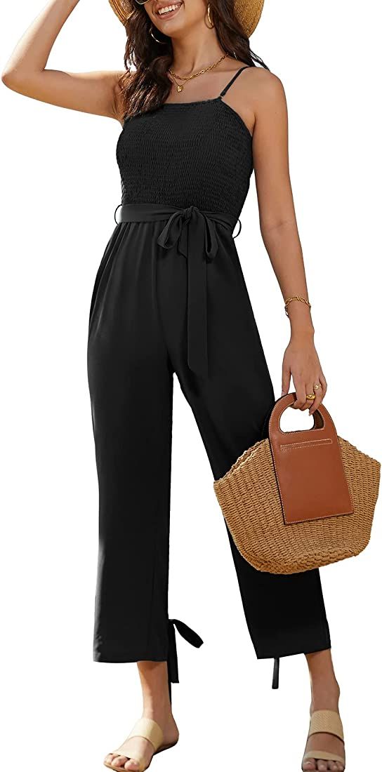 GRACE KARIN Women‘s Casual Jumpsuits Summer Tube Top Wide Leg Pants Rompers with Side Pockets O... | Amazon (US)