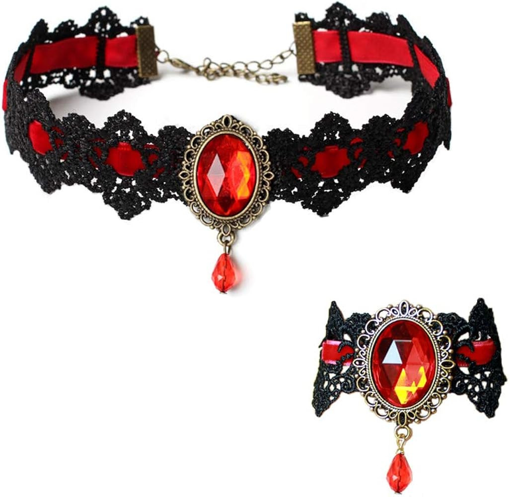 Retro Handmade Choker Necklace for Women Gothic Black Lace Necklace for Halloween Punk Costume Pa... | Amazon (US)