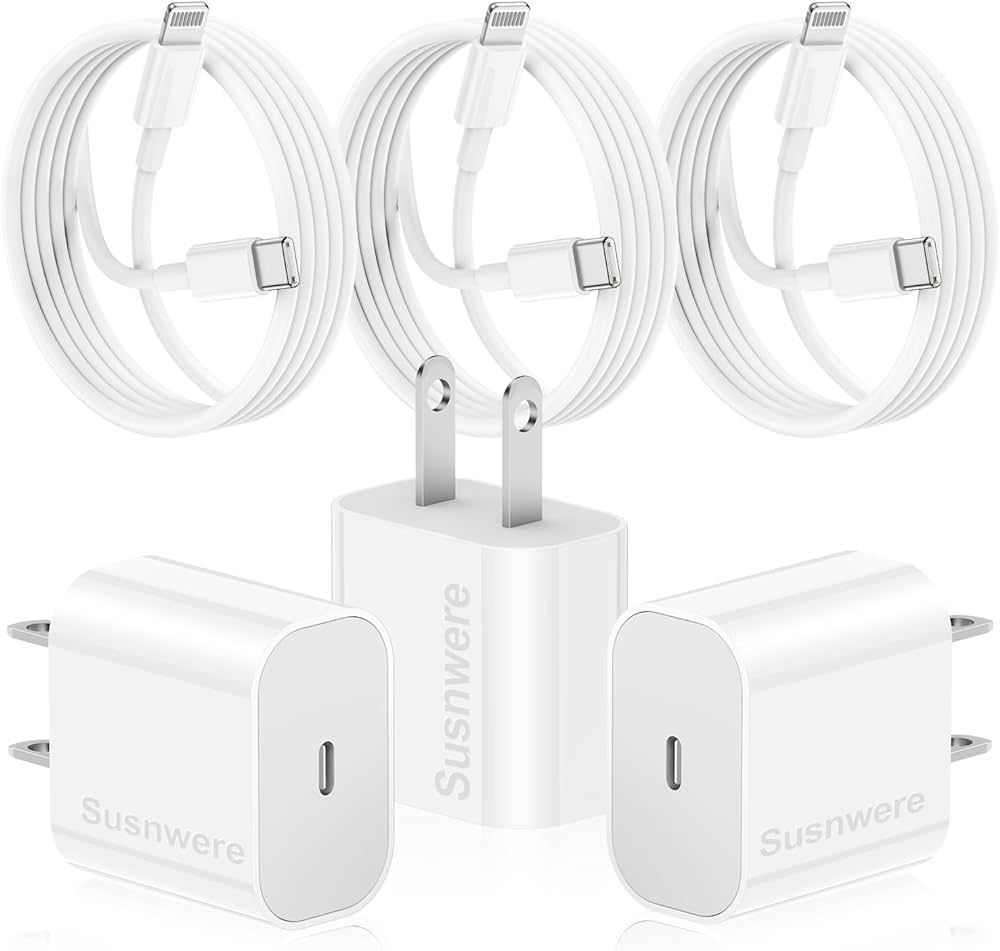 Susnwere 3Pack 6Ft iPhone 14 13 12 Charger Fast Charging, Durable Cord and Fast Chargers with USB... | Amazon (US)