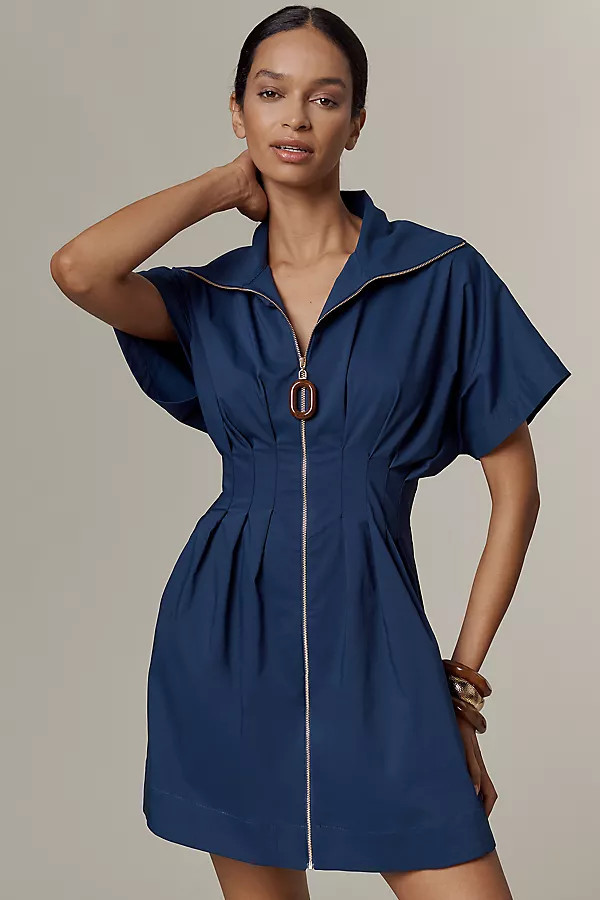 The Tobie Zip-Front Mini Shirt Dress by Exquise | Anthropologie (US)
