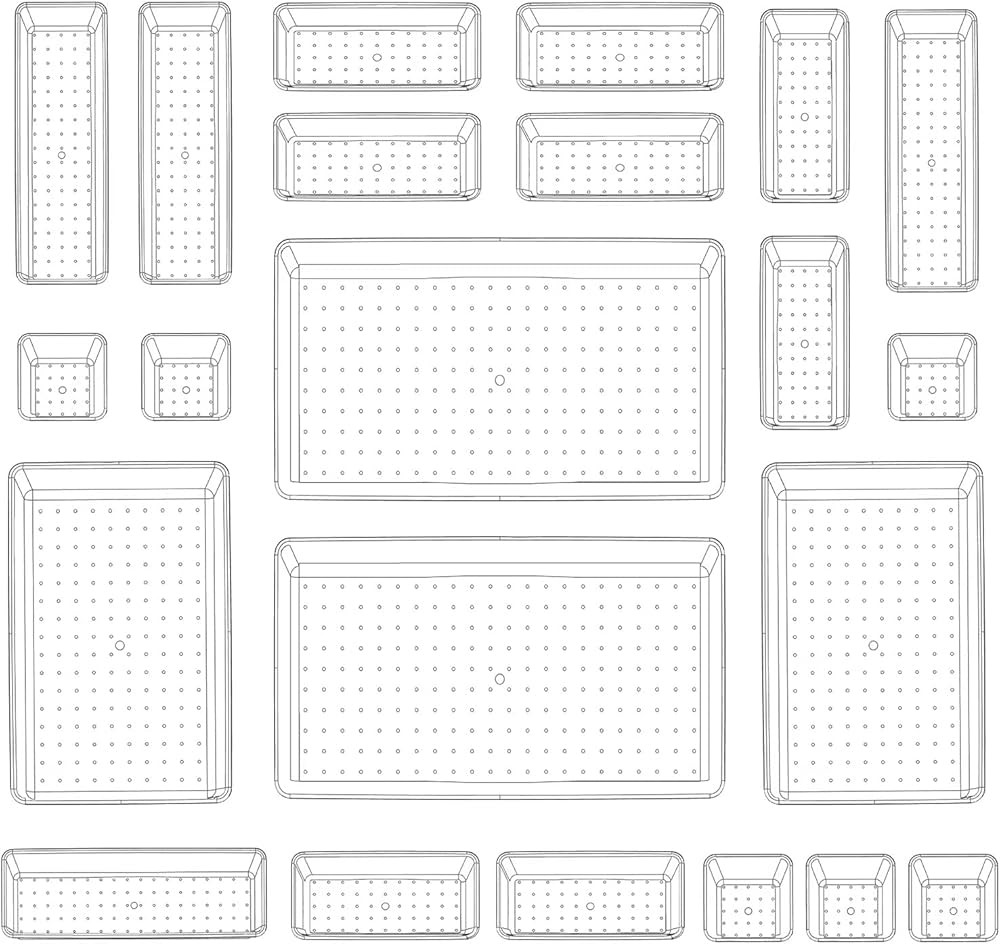 Amazon.com: ASTOFLI 22-Piece Clear Plastic Drawer Organizer Storage, Non Slip/Crack Desk Drawer O... | Amazon (US)