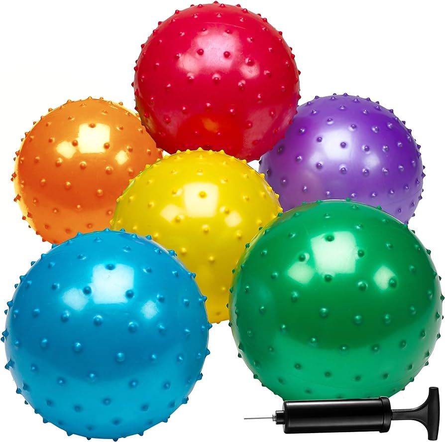 Bedwina Knobby Balls - (Pack of 6) Bulk 7 Inch Sensory Balls and Spiky Massage Stress Balls, with... | Amazon (US)