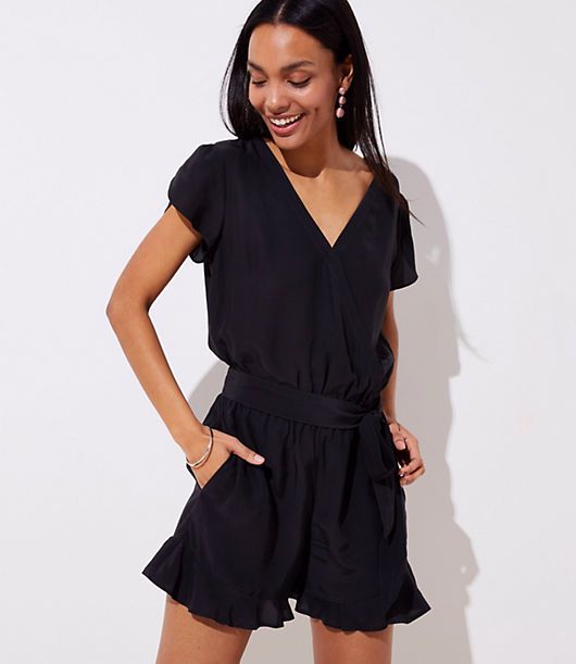 LOFT Tie Waist Wrap Romper | LOFT