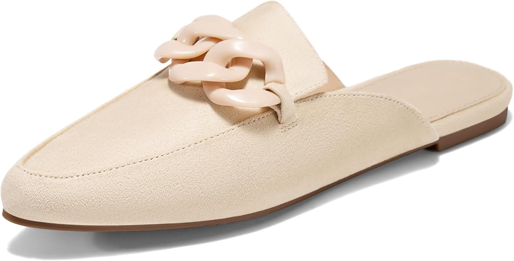 Juliet Holy Womens Mules Flats Pointed Toe Backless Loafers Slip on Metal Chain Slides | Amazon (US)