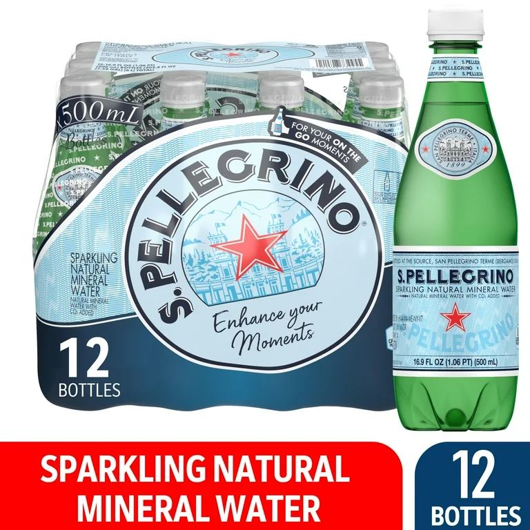 S.Pellegrino Sparkling Natural Unflavored Mineral Water, 202.8 fl oz, 12 Pack Plastic Bottles | Walmart (US)