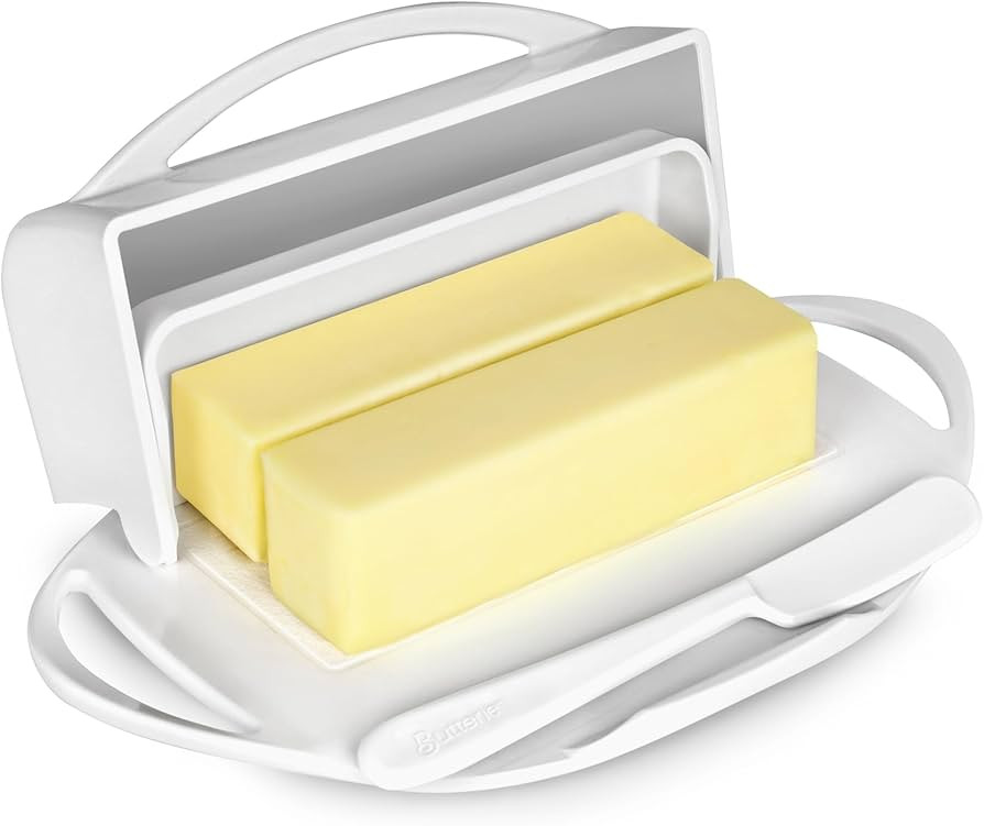 Butterie Flip-Top Butter Dish with Lid & Matching Knife, Holds 2 Sticks/European Butter, No-Mess ... | Amazon (US)