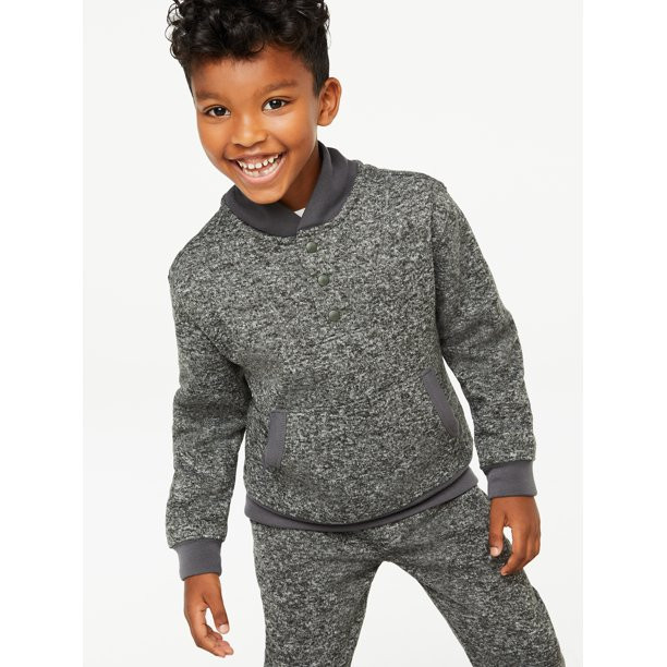 Free Assembly Boys Shawl Collar Henley Pullover, Sizes 4-18 - Walmart.com | Walmart (US)
