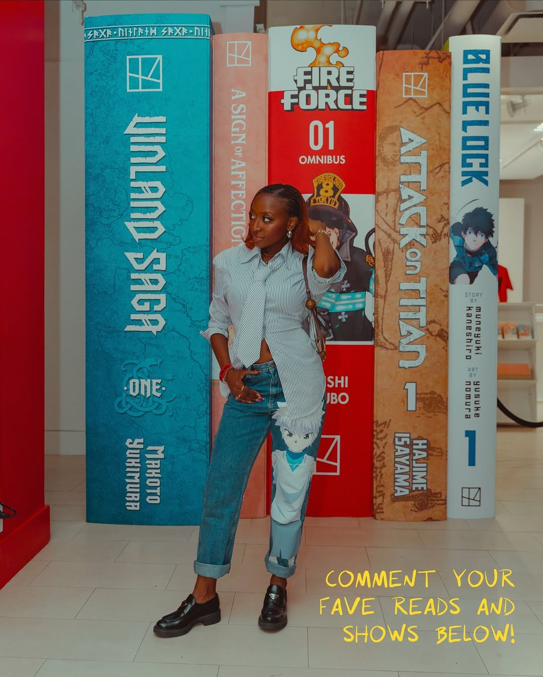 My preppy casual look for the Kodansha House pop-up 📖✨.  You know I had to go with the Hunter × Hunter jeans!
(hand-painted by @jeffutouzumaki) 

 

#LTKvlog #LTKWorkwear #LTKootd