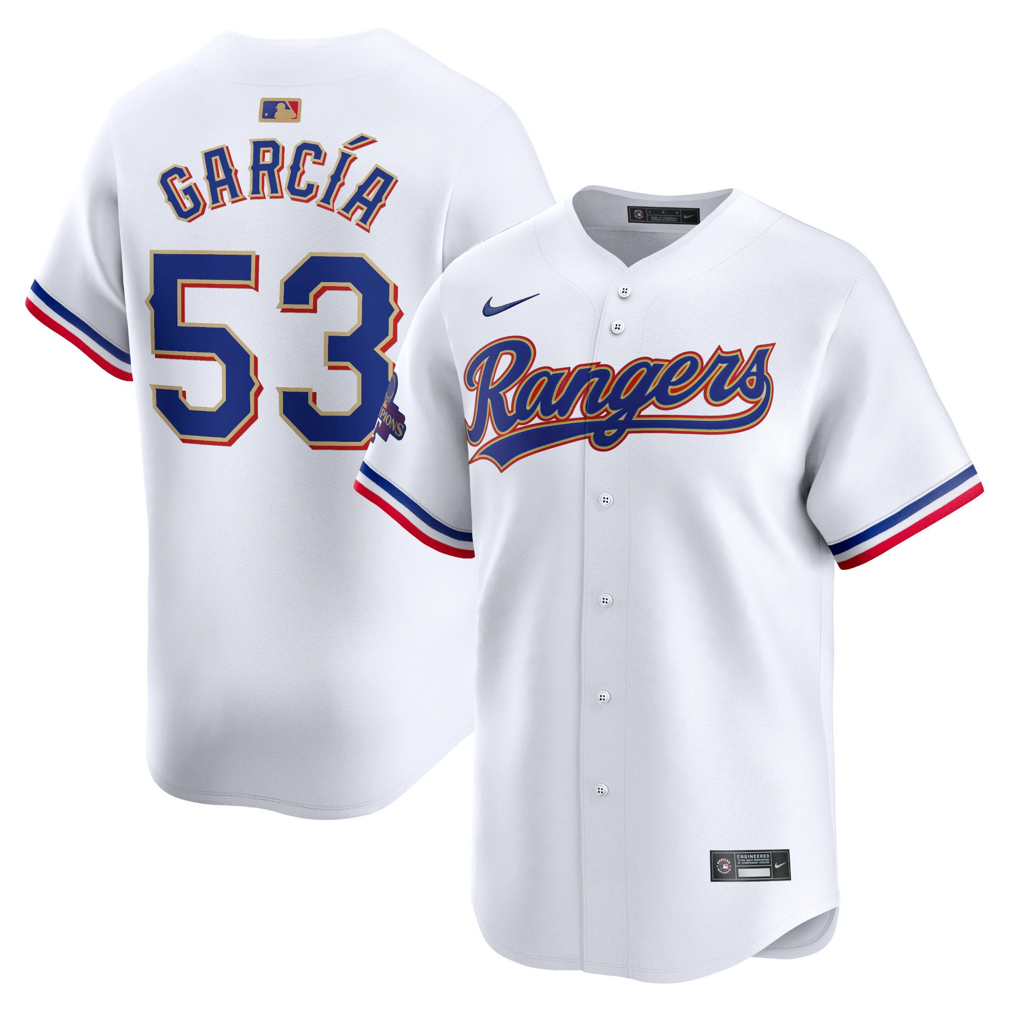 Men's Texas Rangers Adolis Garcia Nike White 2024 Gold Collection Limited Player Jersey | MLB Shop