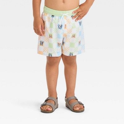 Toddler Boys' Bluey Checkered Swim Shorts | Target