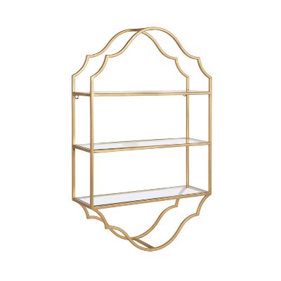 Kate & Laurel All Things Decor 20"x32" Leanna Tiered Wall Shelf Gold | Target