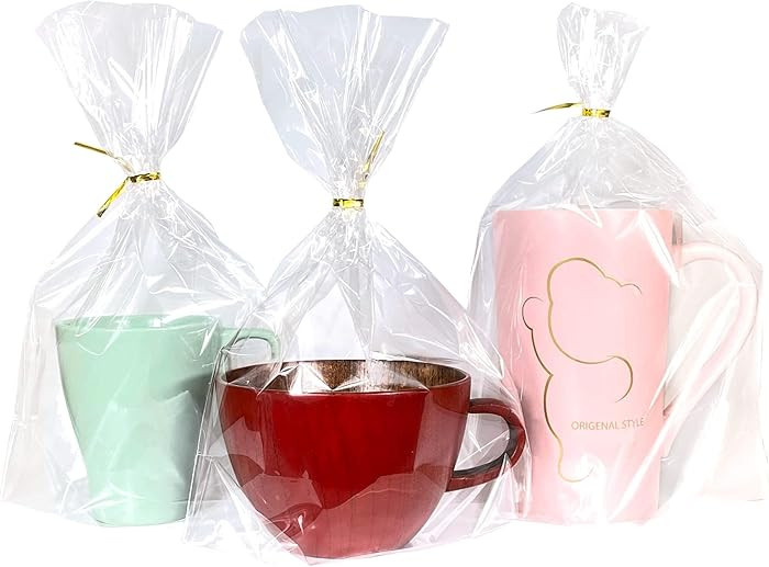 PigPotParty Cellophane Bags 8x11 Inch, 50 Pack Clear Plastic Gift Bags with Bottom Gusset for Sta... | Amazon (US)
