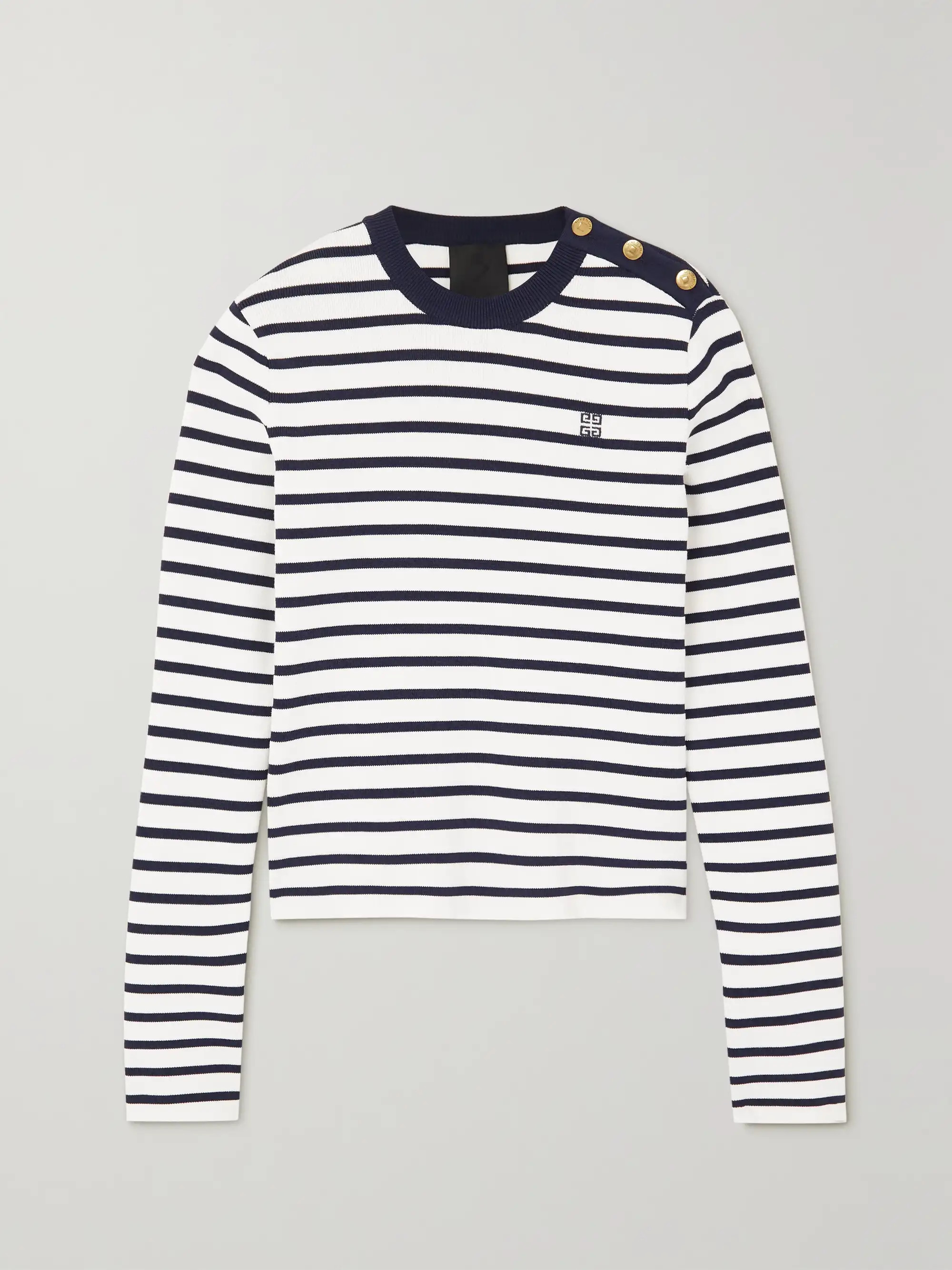 Button-embellished striped cotton sweater | NET-A-PORTER (US)