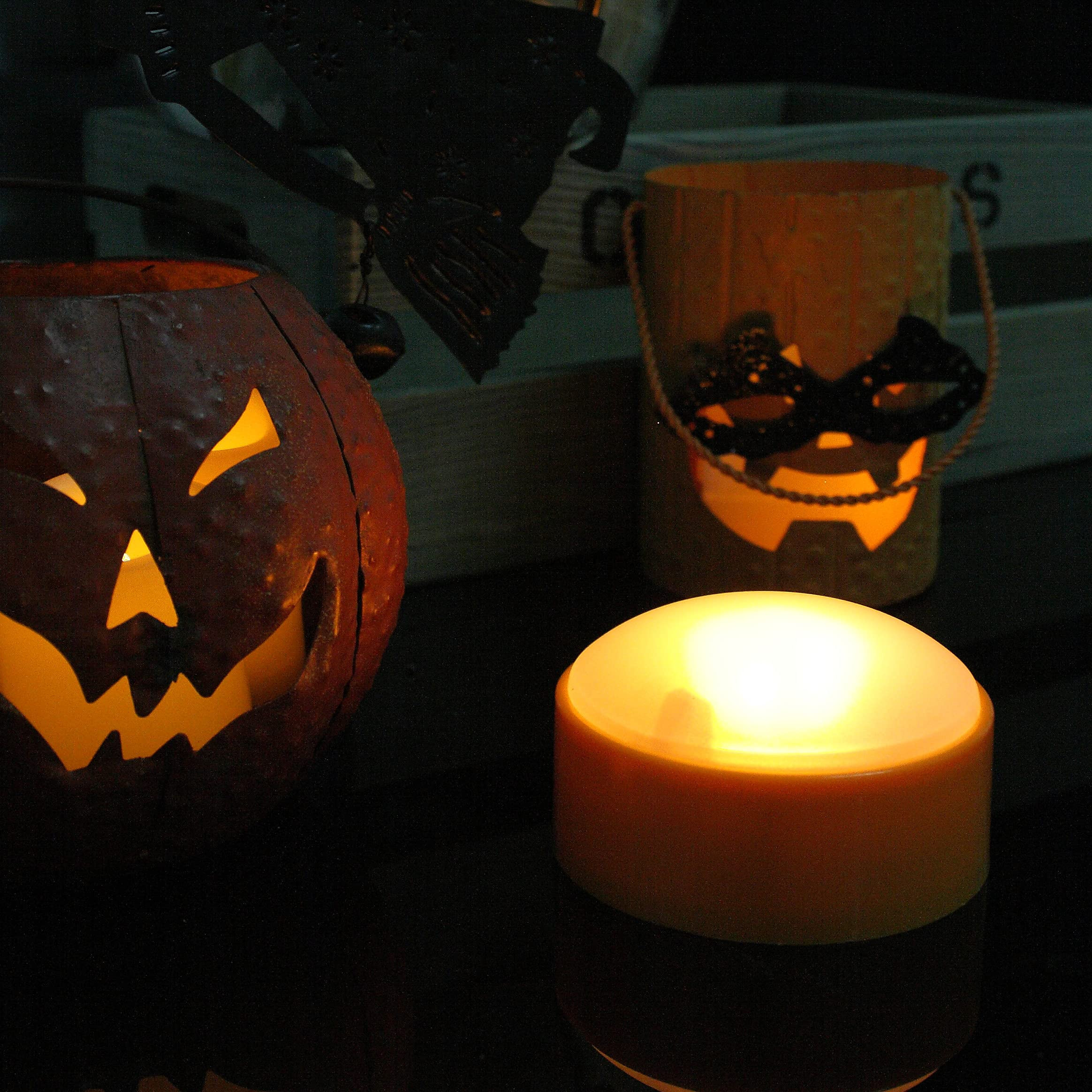 CANDLE CHOICE Halloween Pumpkin LED Lights with Remote and Timer Bright Flickering Battery Operat... | Amazon (US)