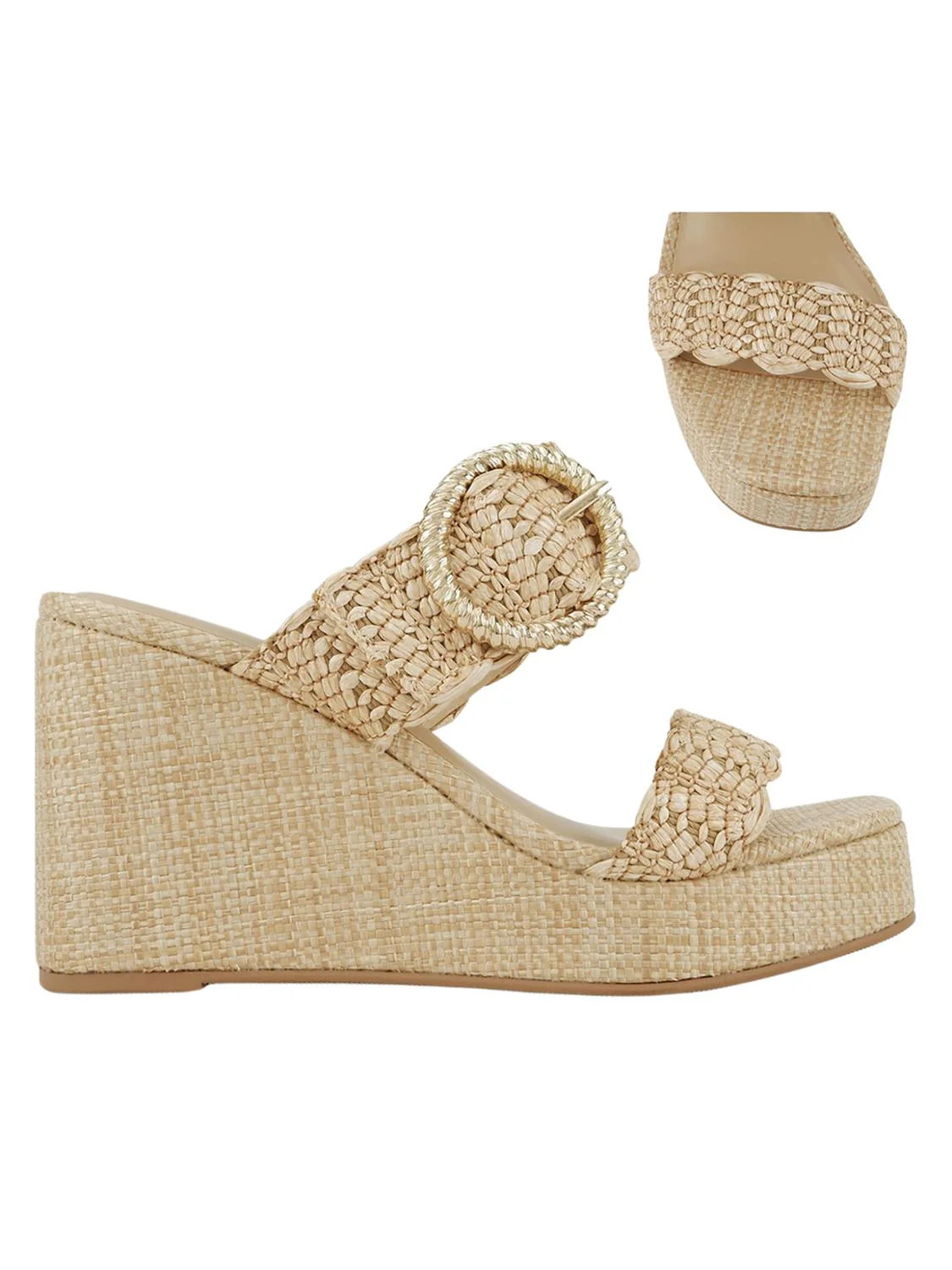Women's Raffia Platform Wedges In Natural | Shop Simon