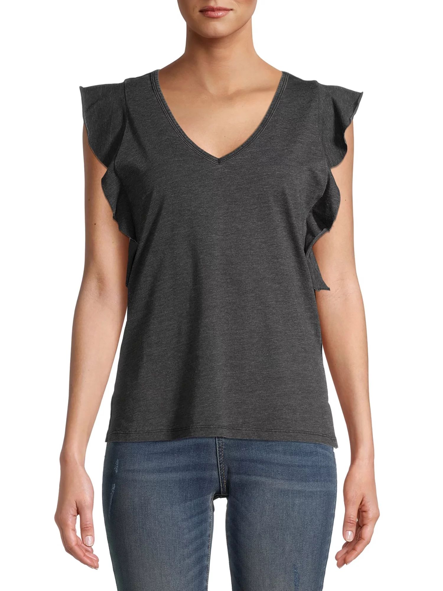 Time and Tru Women's Ruffle Sleeve Tank | Walmart (US)