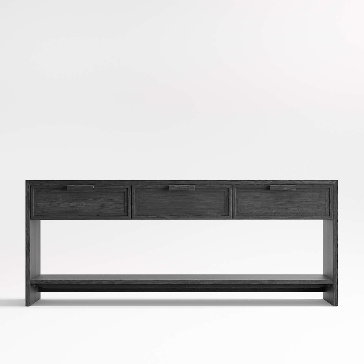 Calypso 72" Rectangular Black Wood Storage Console Table + Reviews | Crate & Barrel | Crate & Barrel