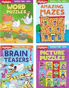 Highlights Puzzle Fun 2024 Puzzle Books for Kids Ages 6 and Up, 4-Book Set of Brain Teasers, Maze... | Amazon (US)