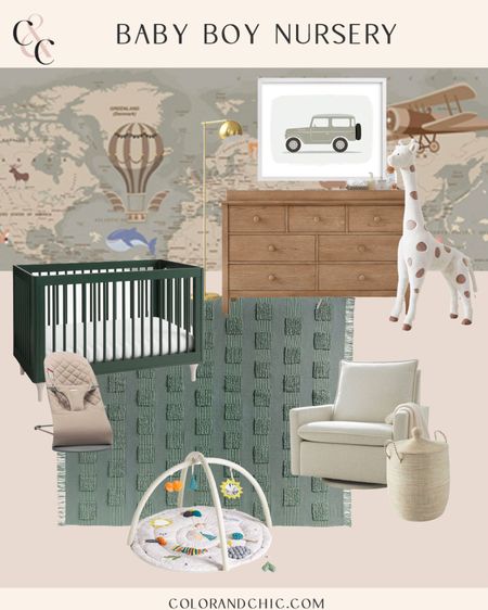 Baby boy nursery inspo! It’s fun to see different nursery designs as baby girl’s is almost finished. Love the world map wallpaper, green crib and giraffe plush! 

#LTKhome #LTKstyletip #LTKbaby