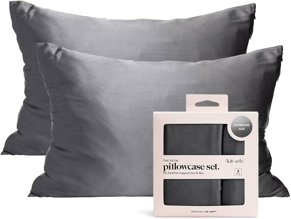 Kitsch Satin Pillowcase with Zipper for Hair and Skin Queen, Softer Than Silk Pillow Cases, 2 Pac... | Amazon (US)