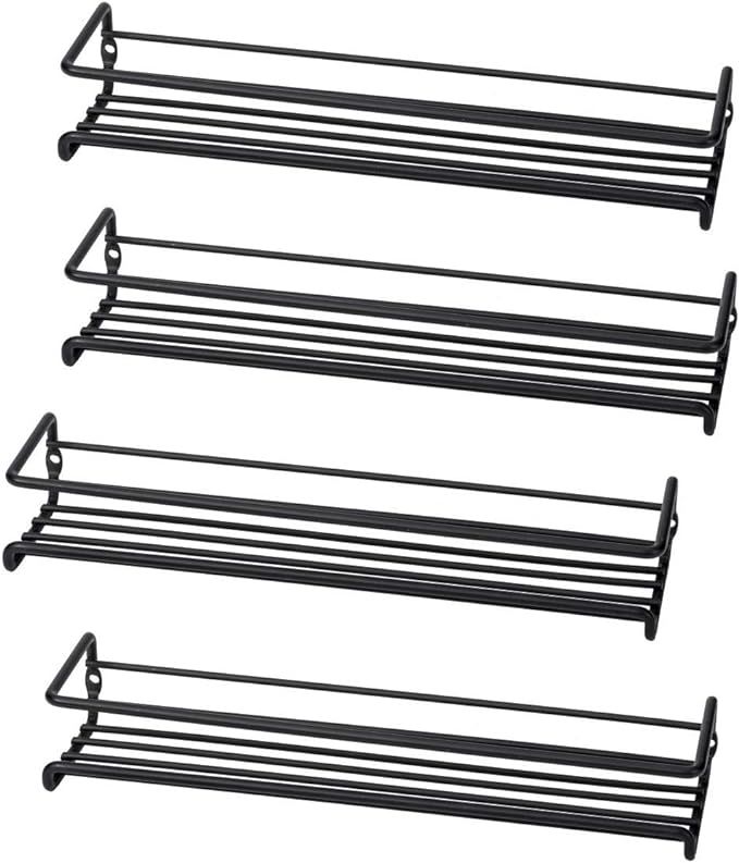 Set of 4 Wall-Mount Spice Rack Organizers – Metal Hanging Racks for Cabinet Door or Pantry Door... | Amazon (US)