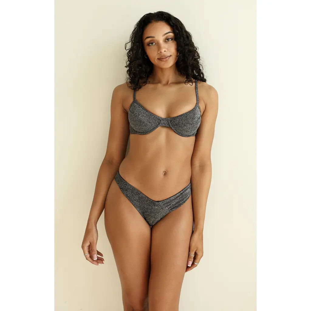 Dippin Daisys West Coast Underwire Bikini Top in Sparkle Black at Nordstrom, Size Small | Nordstrom