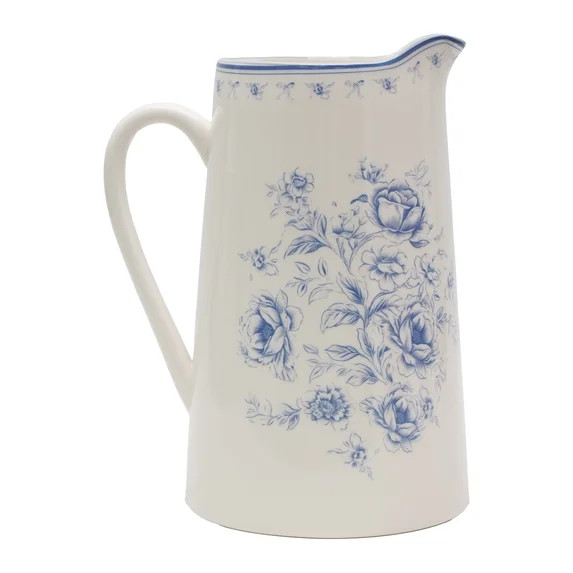 Floral Stoneware Pitcher, Blue and White, 3 qt, by My Texas House | Walmart (US)