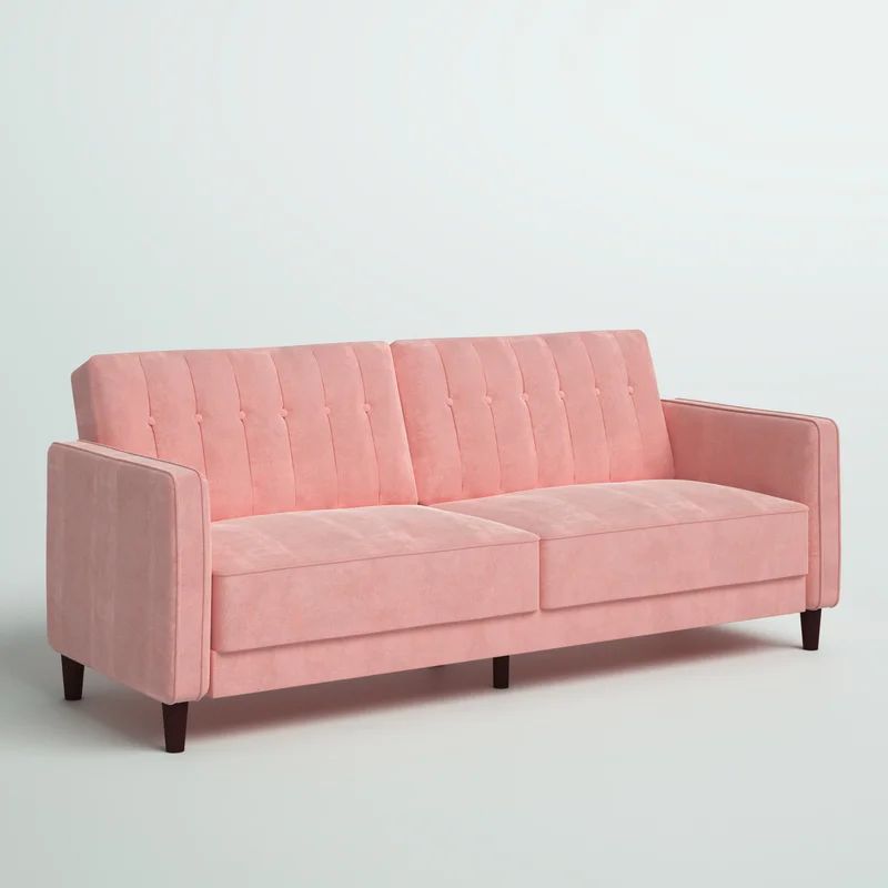 Perdue 81.5" Velvet Square Arm Convertible Sofa | Wayfair North America