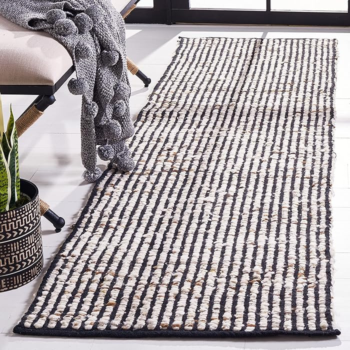 SAFAVIEH Natura Collection Runner Rug - 2'3" x 8', Black & Ivory, Handmade Flat Weave Wool & Jute... | Amazon (US)