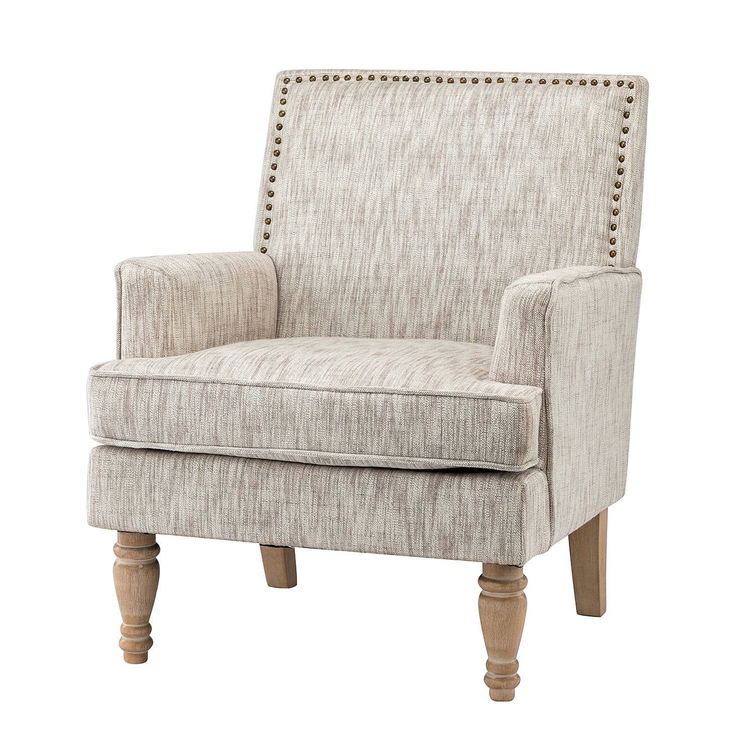 14 Karat Home Armchair with Turned Legs, Wooden Upholstered Armchair with Nailhead Trim and Uniqu... | Walmart (US)