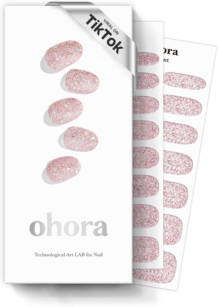 ohora Semi Cured Gel Nail Strips (N Pixie Dust) - Nude, Glitter, Works with Any UV/LED Lamps, Sal... | Amazon (US)