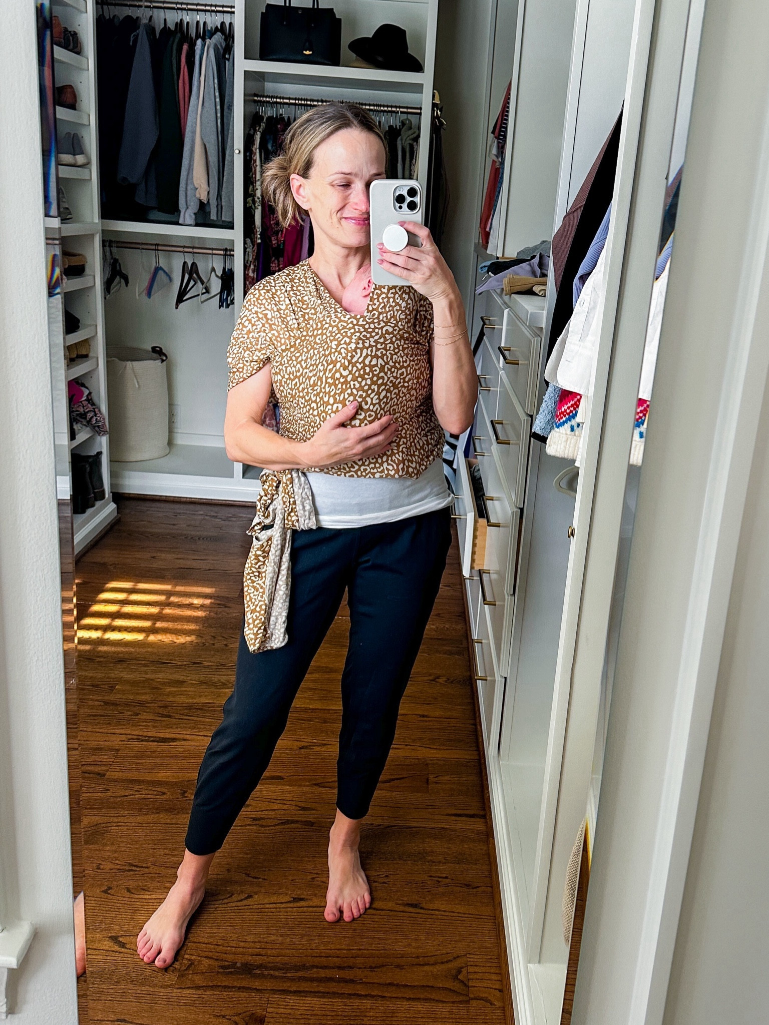 My favorite baby wrap!! Perfect for newborn snuggles. The print I have is a few years old but they have lots of other cute options 

My joggers are comfortable with my c section incision too  so they’re perfect postpartum 

#LTKbump #LTKbaby