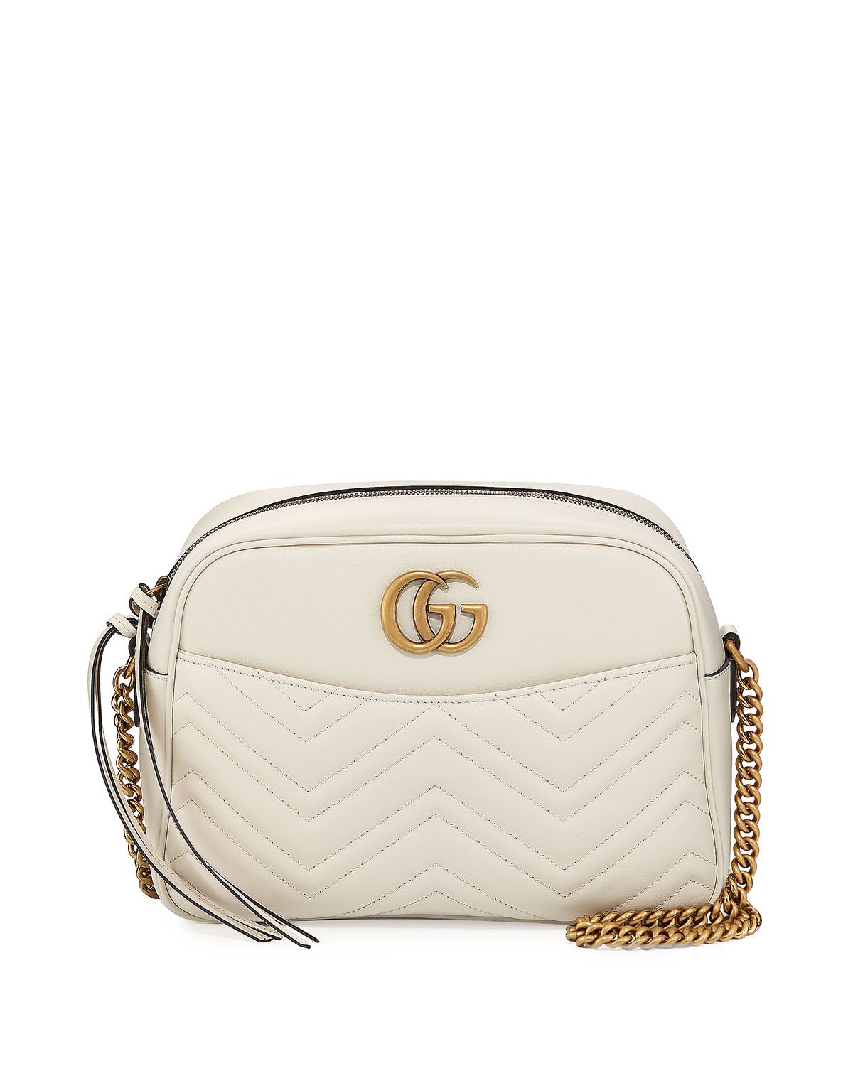 Gucci GG Marmont 2.0 Medium Quilted Camera Bag, White | Neiman Marcus