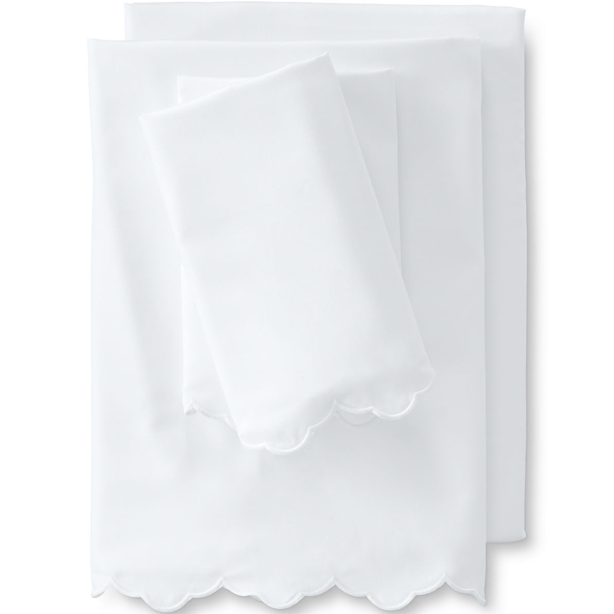 400 Thread Count Premium Supima Cotton No Iron Sateen Scalloped Bed Sheet Set | Lands' End (US)
