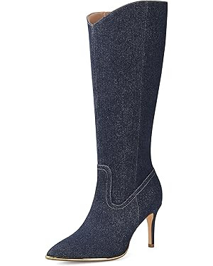 Arromic Women's Pointed Toe Knee High Boots 3.15" Stiletto Heel Sexy Boots Black Suede Knee High ... | Amazon (US)