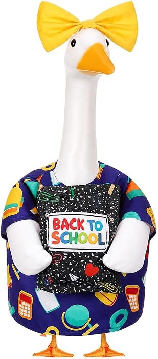 2 Pcs Back to School Porch Goose Outfits for 23'' 17'' Plastic Garden Statue Lawn, Cement Goose C... | Amazon (US)