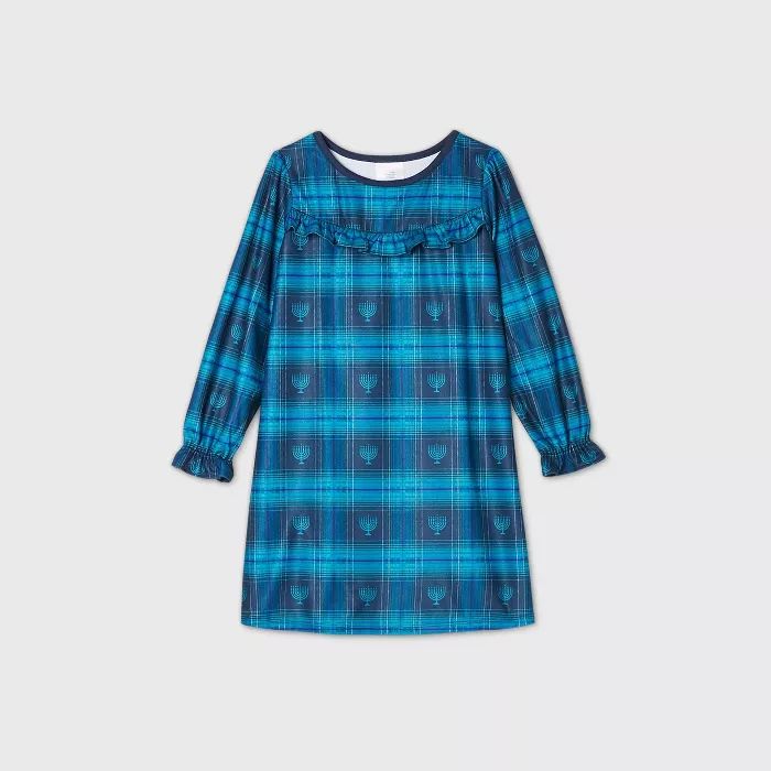 Girls' Holiday Hanukkah Flannel Matching Family Pajamas Nightgown - Wondershop™ Blue | Target