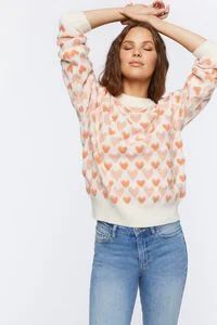 Textured Heart Print Sweater | Forever 21 (US)