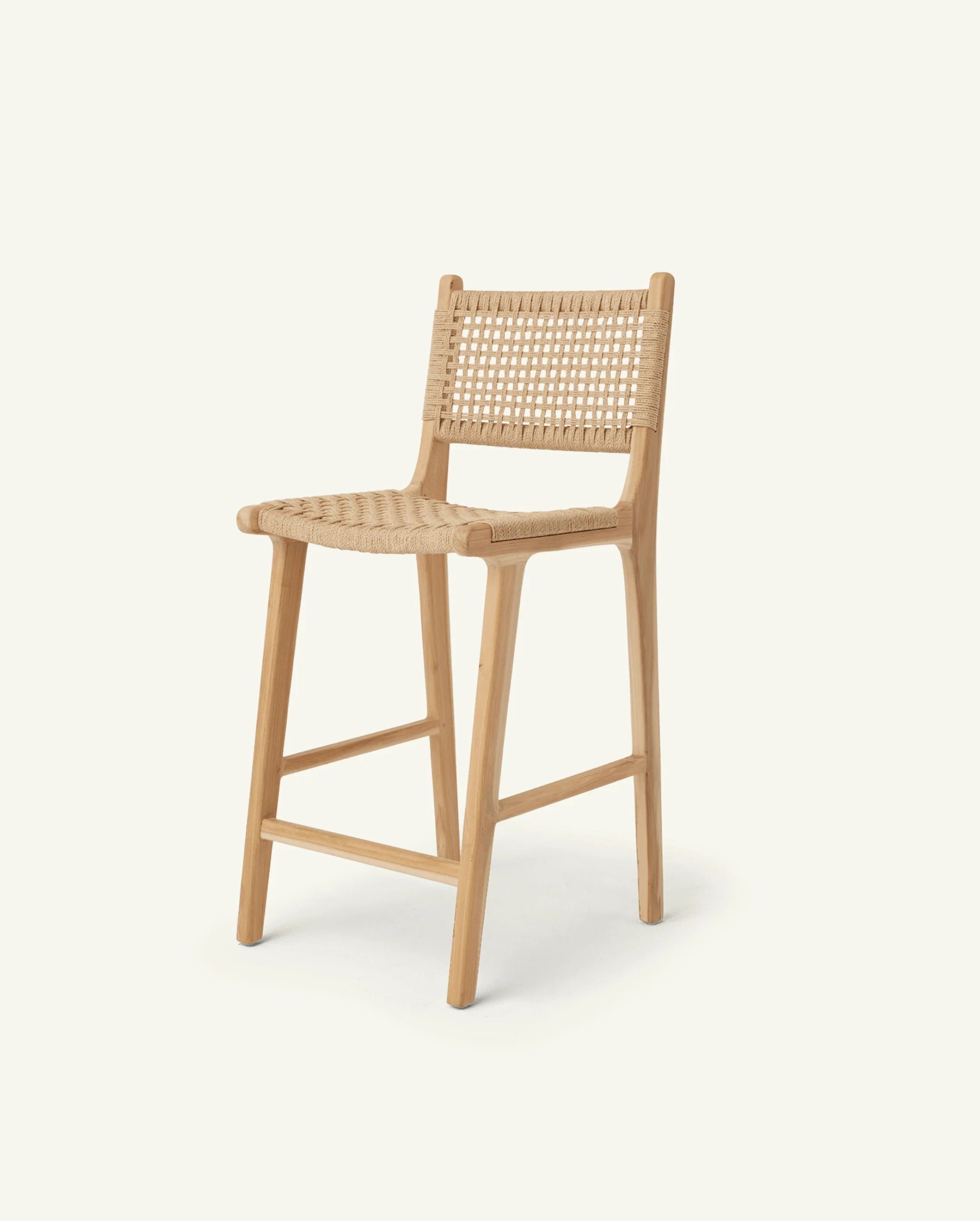 Stool #2 - Counter Stool in Teak with Paper Cord | Hati Home