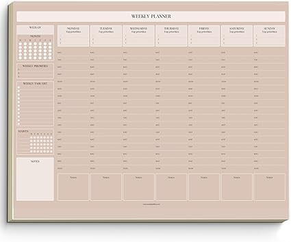 Weekly Hourly Planner Notepad, Daily Planner Desk Pad, Weekly Schedule, To Do List Note Pad, ADHD... | Amazon (US)